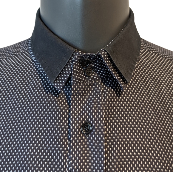 Dolce & Gabbana formal black polka dot slim fit button front shirt sz 17 - Picture 2 of 13